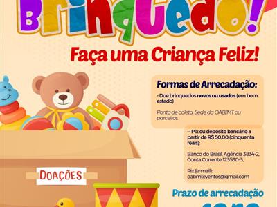 Foto da Notícia: OAB-MT lança campanha para arrecadar brinquedos