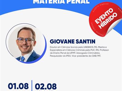 Foto da Notícia: OAB-MT promove curso presencial gratuito sobre Recurso Especial em matéria penal